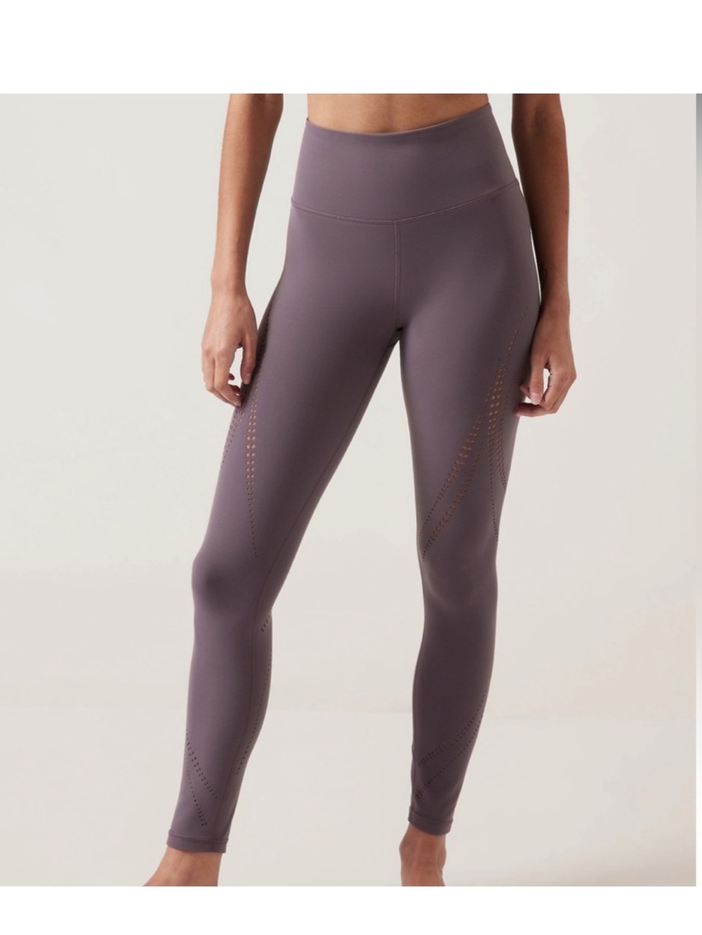 Athleta Elation Lasercut Tight Legging in Mauve Gray